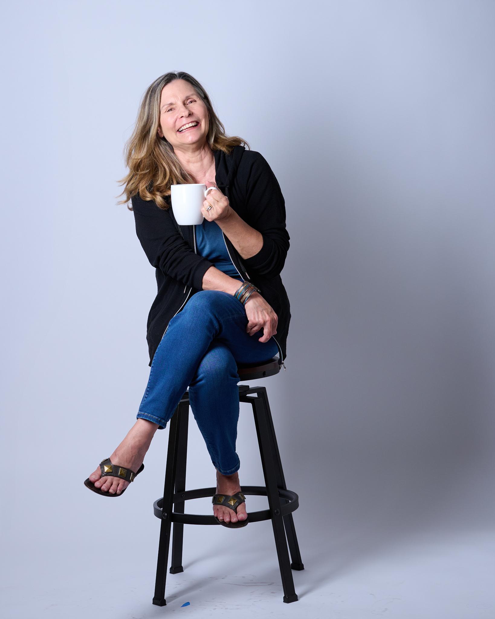 Cindy enjoying coffee - frame 17