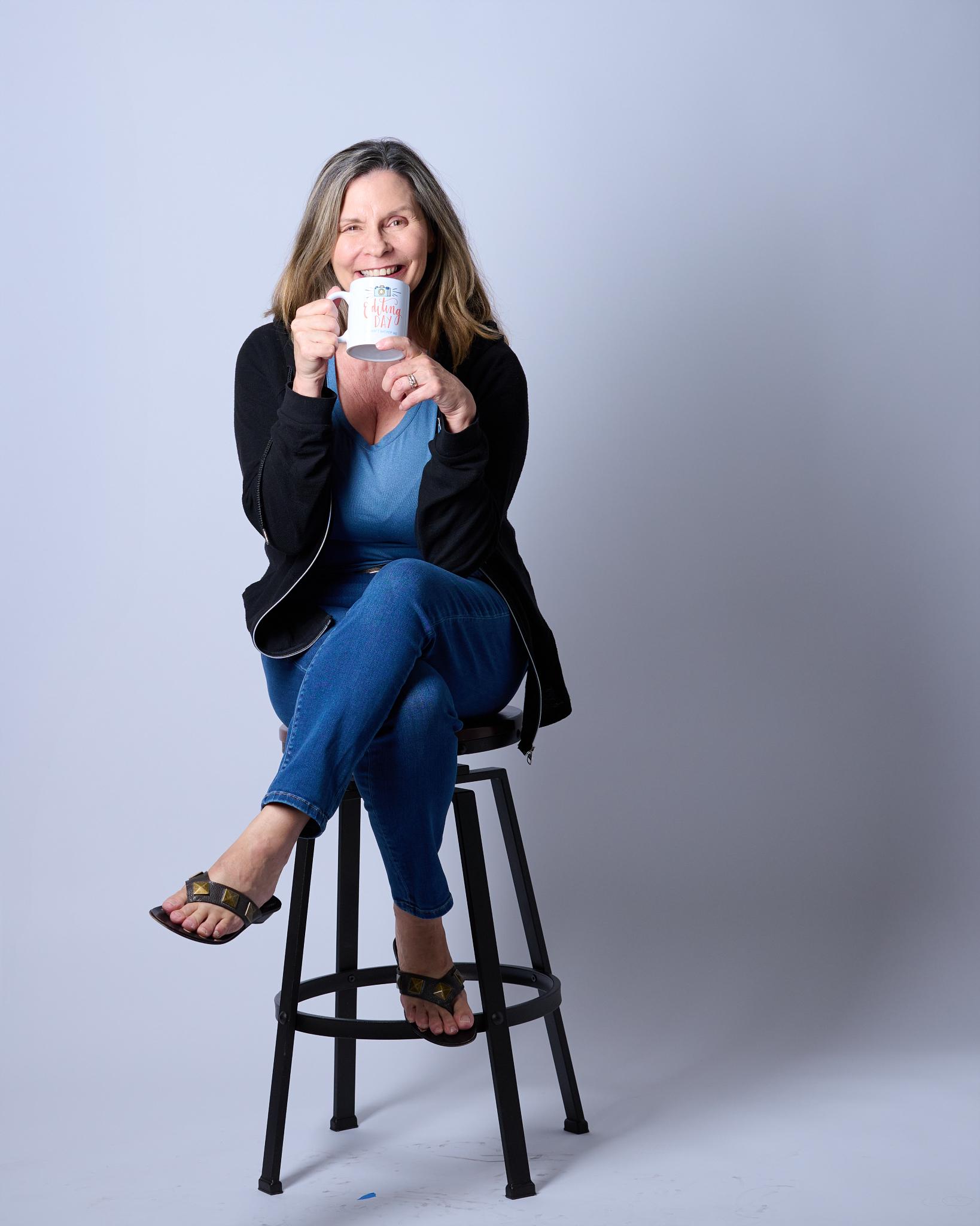 Cindy enjoying coffee - frame 1