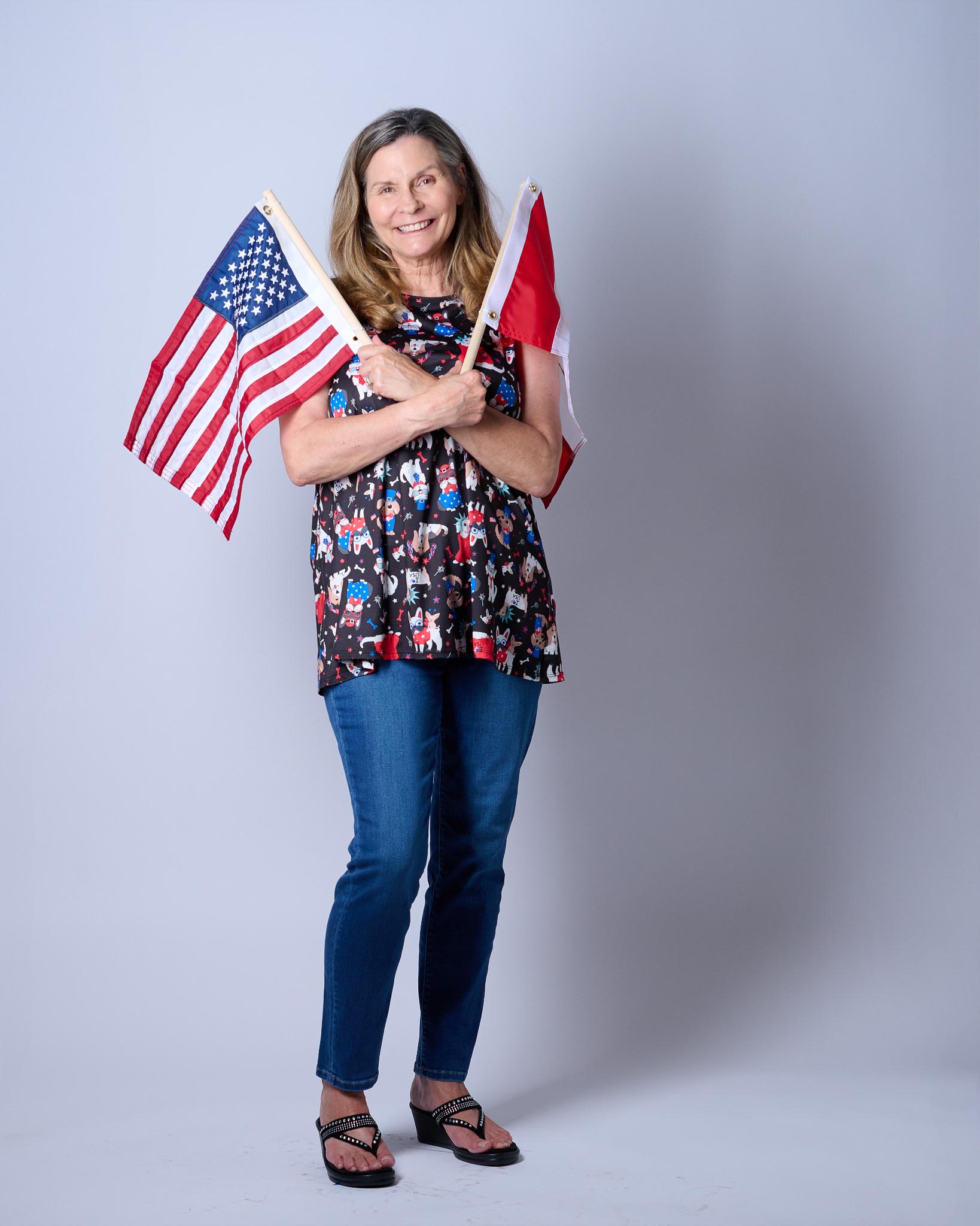 Cindy with flags - frame 1