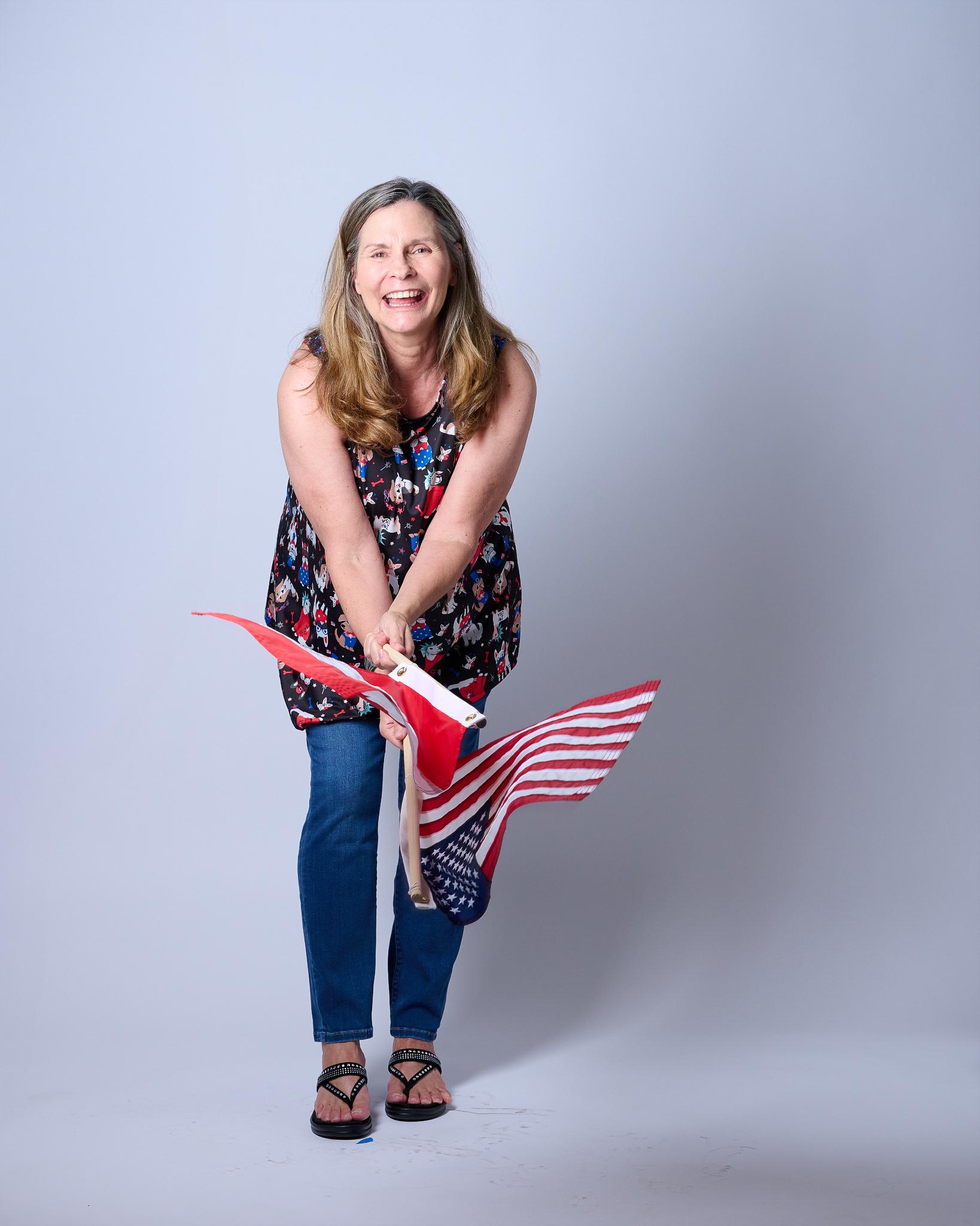 Cindy with flags - frame 16