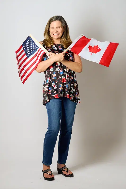 Cindy Quinn personal photo with American flags
